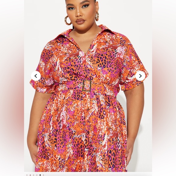 Rachel Collared Long Sleeve Maxi Dress - Brown/combo Size 3X - Picture 2 of 6